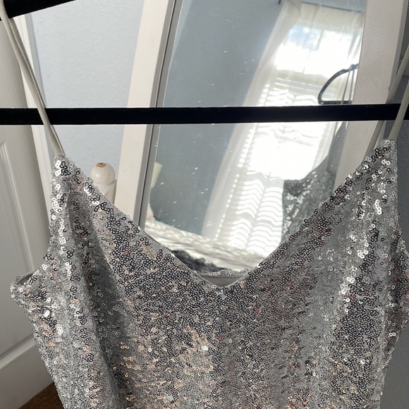 Silver and Pink Sequin dress - Picture 3 of 5